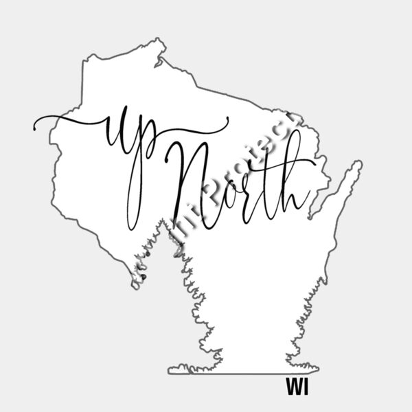 UpNorth script font  WI sweatshirt Thumbnail